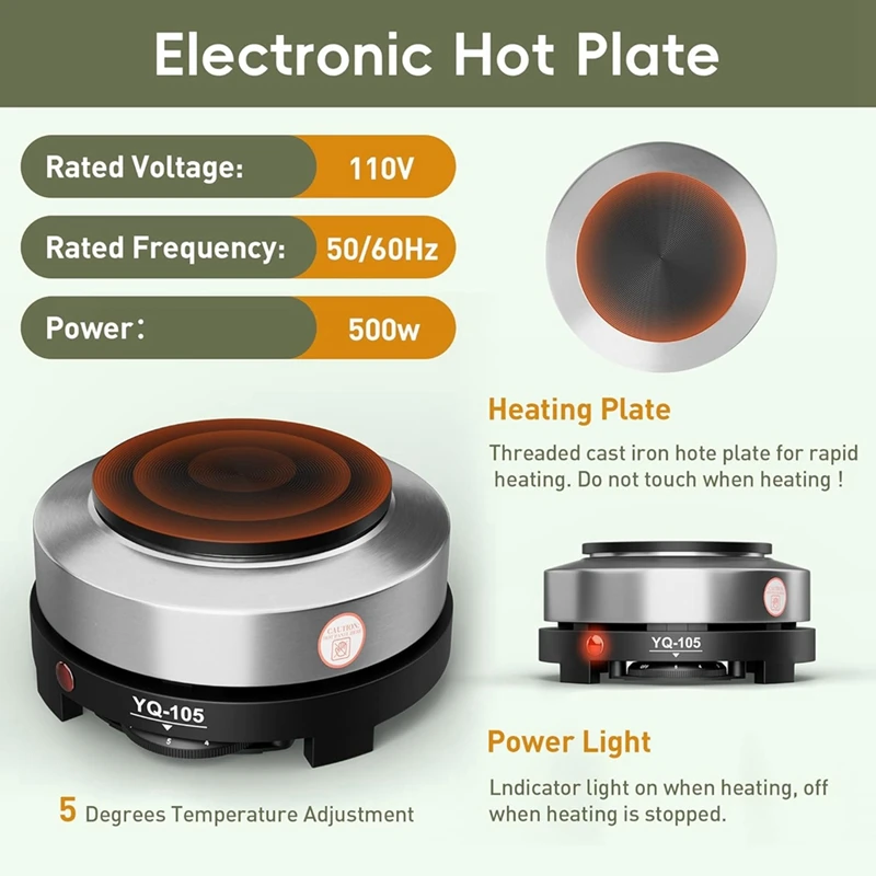 BMBY-Candle Making Kit With Hot Plate, Candle Making Supplies With Wax Melting Pot, Stirring Spoon, Anti-Scalding Pad,US Plug