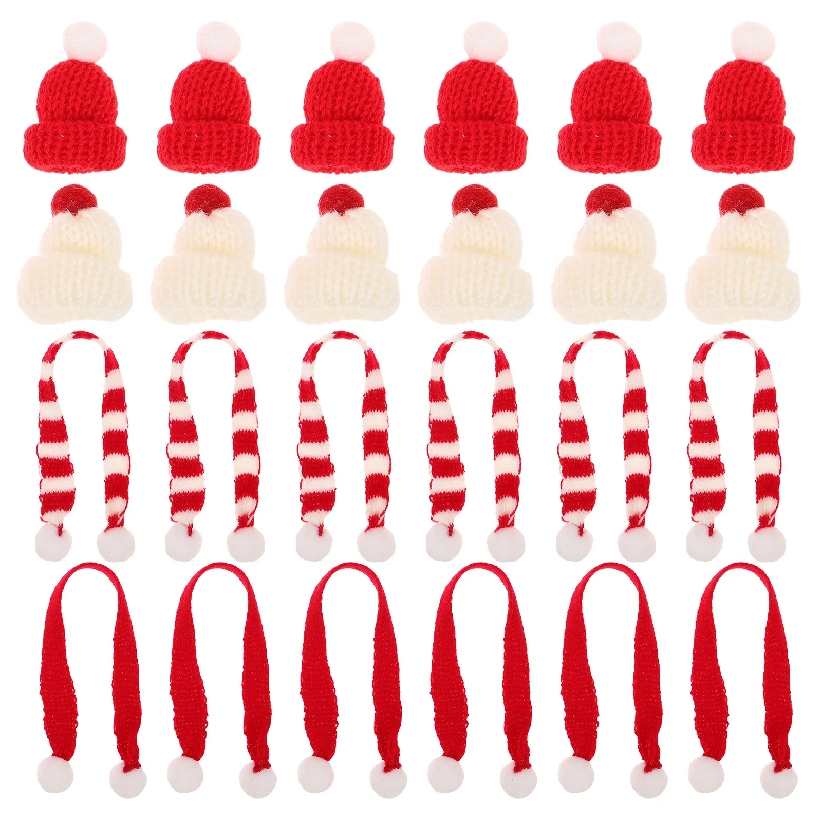 

40Pcs Mini Christmas Hat and Scarf Set Soft Knitted Yarn Holiday Outfit Accessories Mini Knit Hat Scarf Set for Festive Winter