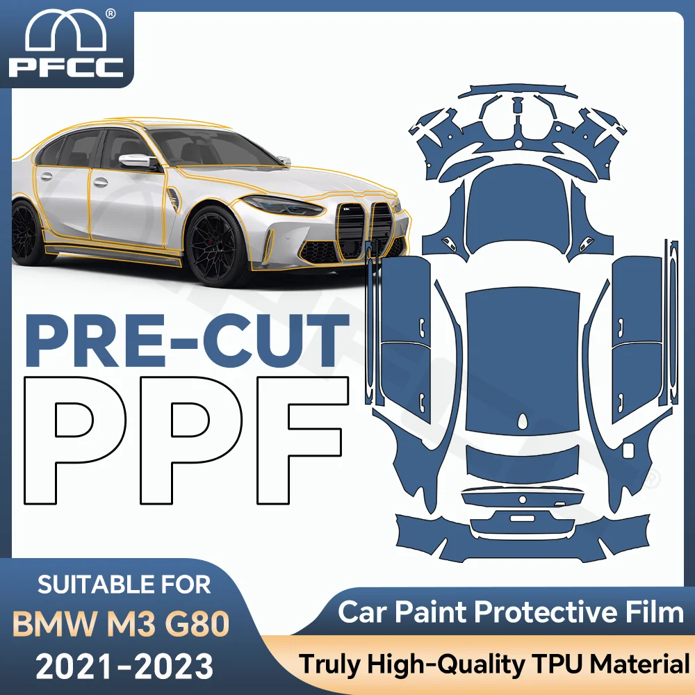 

8.5Mil for BMW M3 G80 2021-2023 Full Vehicle PPF Precut Paint Protective Film Scratch-Resistant Clear TPU Car Accessories