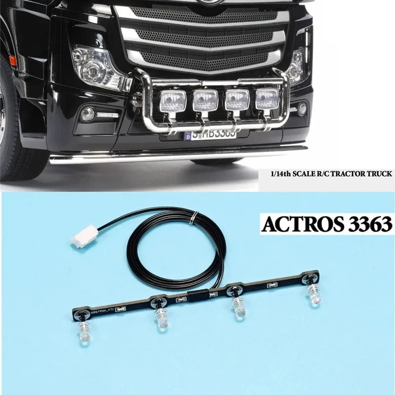 JUWUBA 1:14th Scale LED Headlight Chin Light PCB Light Board for Tamiya RC Dump Truck ACTROS 3363 56348 Car Accessories