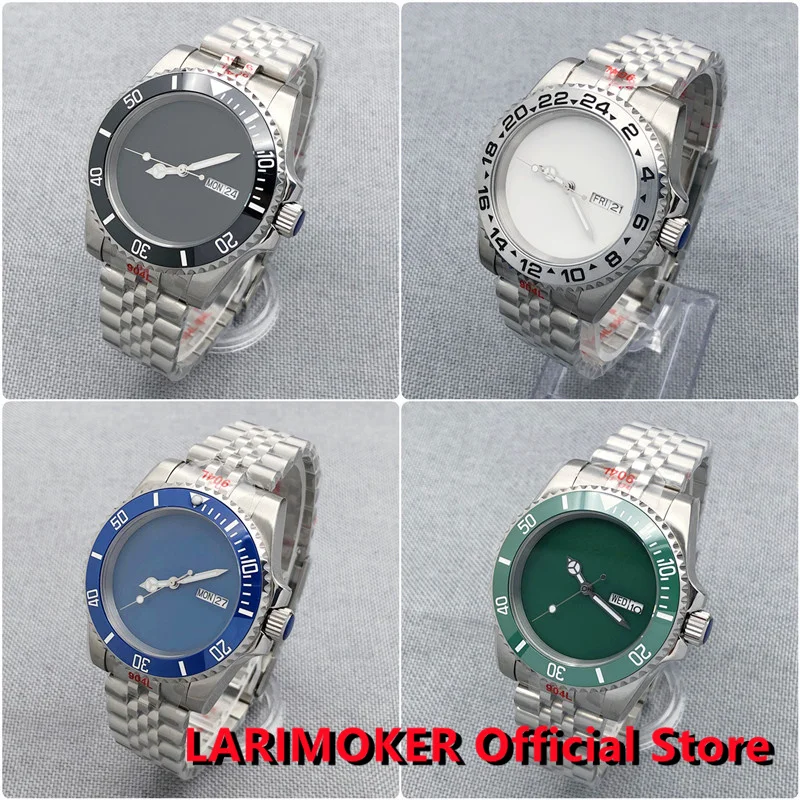 

LARIMOKER 40mm Nologo Japan NH36A Automatic 10ATM Waterproof The Submarine Leisure Men Watch Non-Index Weekday Jubilee Bracelet