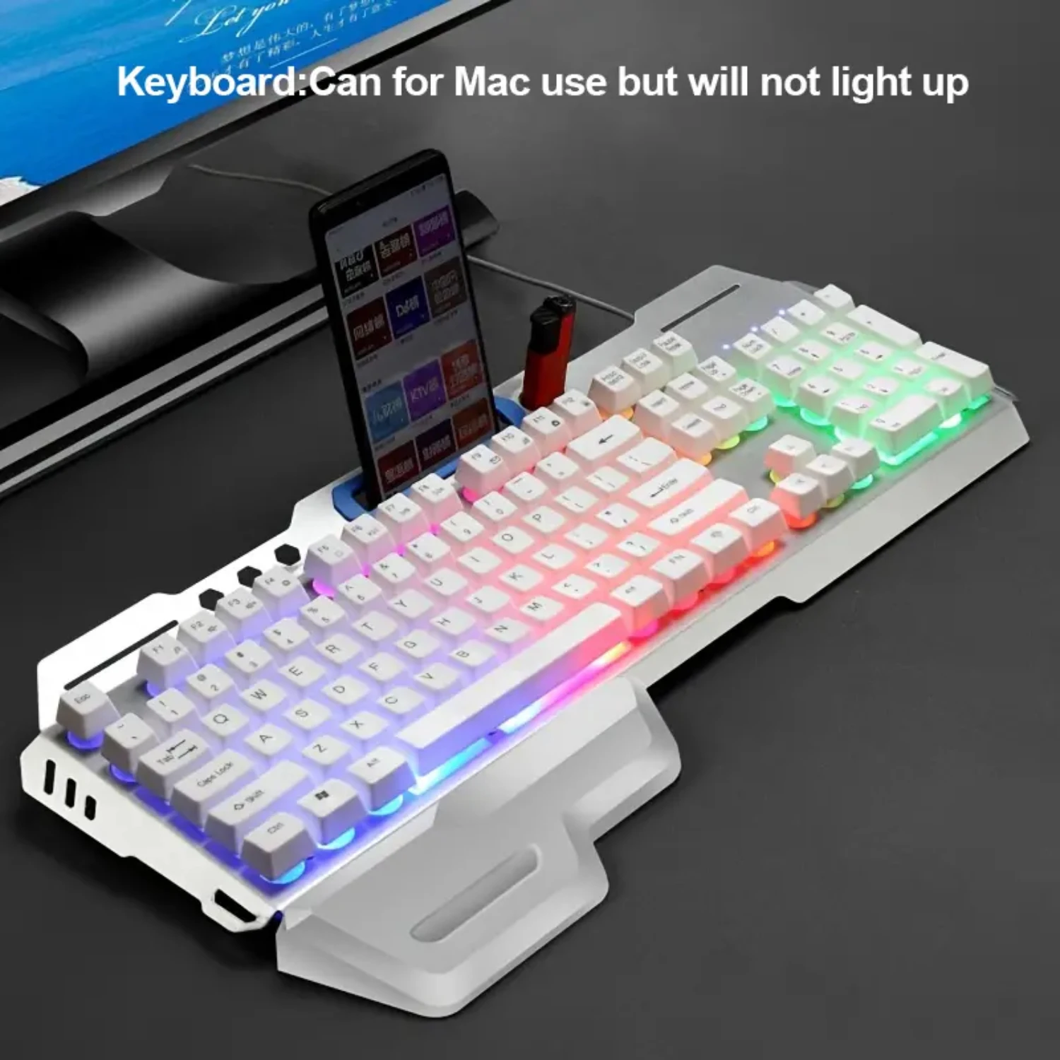 RGB Mechanical Gaming Keyboard with Colorful Backlighting and Premium Metal Panel, Cool GK70 with Removable Armrest for High Per