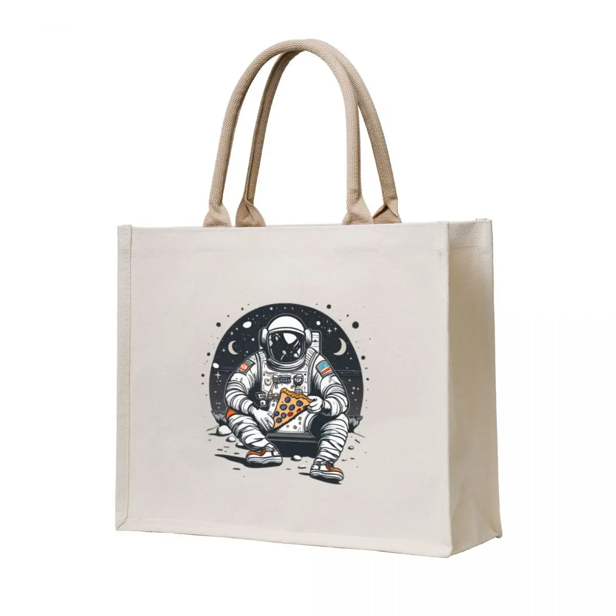 

Pizza on the moon Tote Bag shopping cart bags Reusable bags women bag tote bag screen