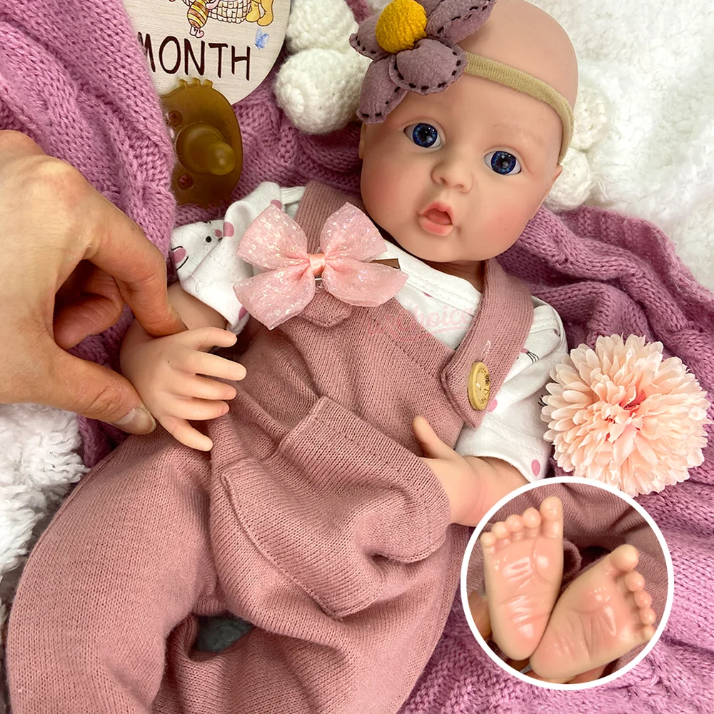 

17" Realistic Reborn Baby Doll Full Silicone Unpainted/Painted Reborn Bebe Girl Soft Squishy Newborn Gift Collectible Art Doll