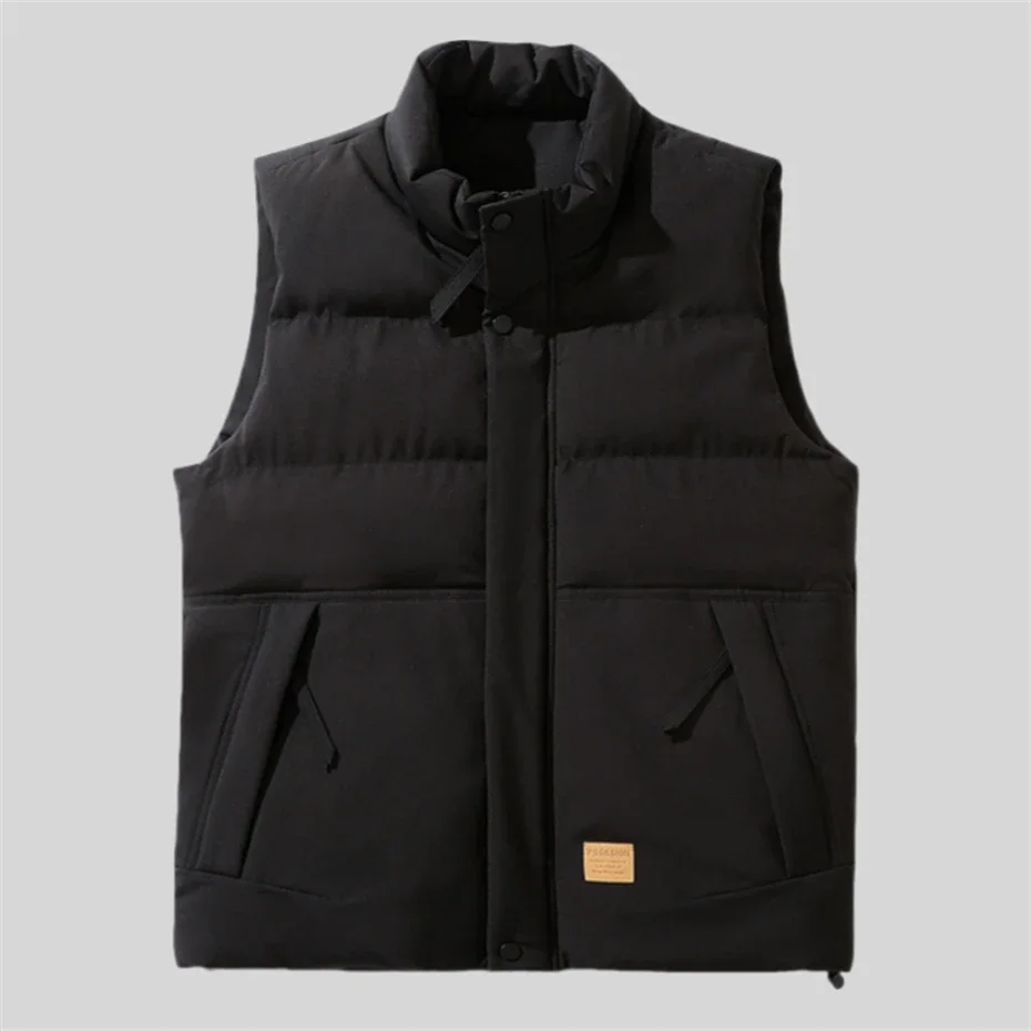 Windproof Vest Men Winter Sleeveless Jacket Padded Coat Men Zipper Warm Thicken Waistcoat Thick Gilet Black Khaki Jackets