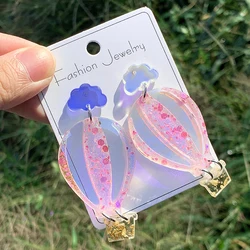 WELBACK New fashion earrings trend creative acrylic colorful hot air balloon Christmas earrings jewelry earrings