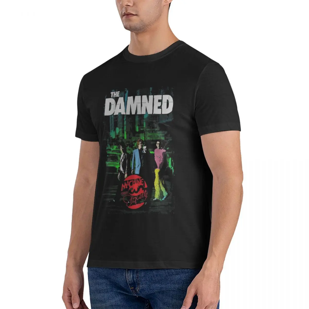 THE DAMNED MACHINE GUN ETIQUETTE T Shirt Men's Pure Cotton Cool T-Shirt Crewneck The Damned Tee Shirt official-website fugees