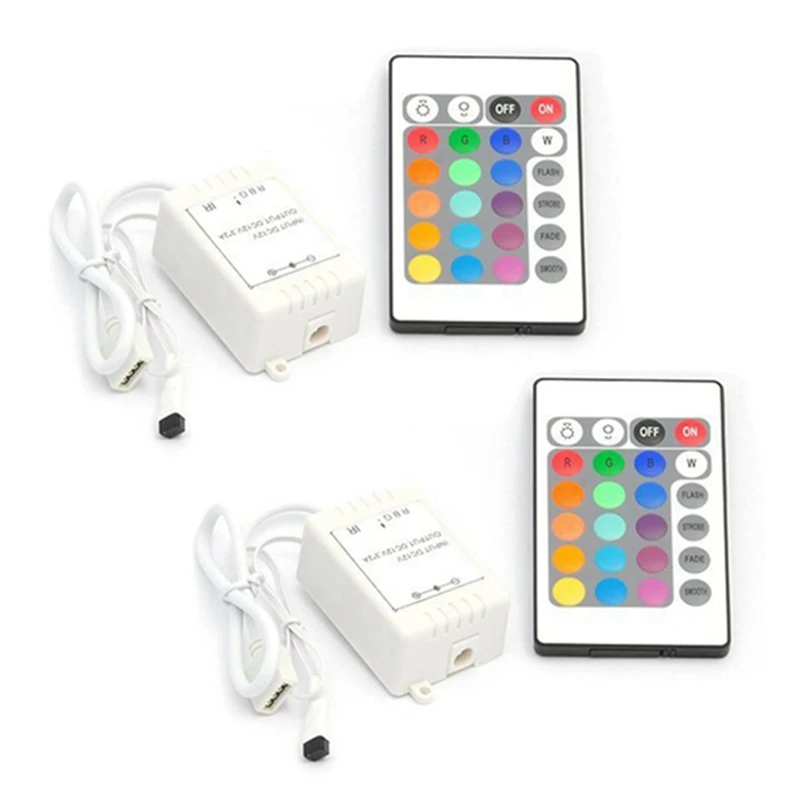 RISE-2X 24 Button Wireless RGB LED Light Controller Ir Remote 12V Dimmer