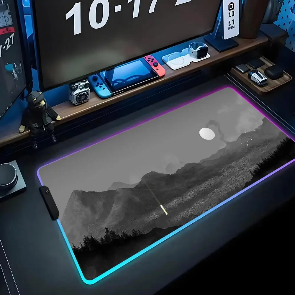 

Коврик для мыши Moon in the Valley RGB Gaming Mousepad Большой светодиодный коврик для ПК Настольный коврик Светящийся коврик для мыши Большие коврики для клавиатуры Настольный коврик с