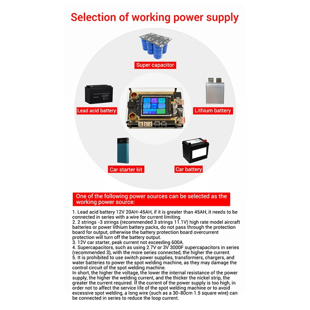 XFDE XW1 ポータブルスポット溶接機 DIY アクセサリー 18650 リチウム電池ニッケルシートカラースクリーン LCD ダブルパルス 12V