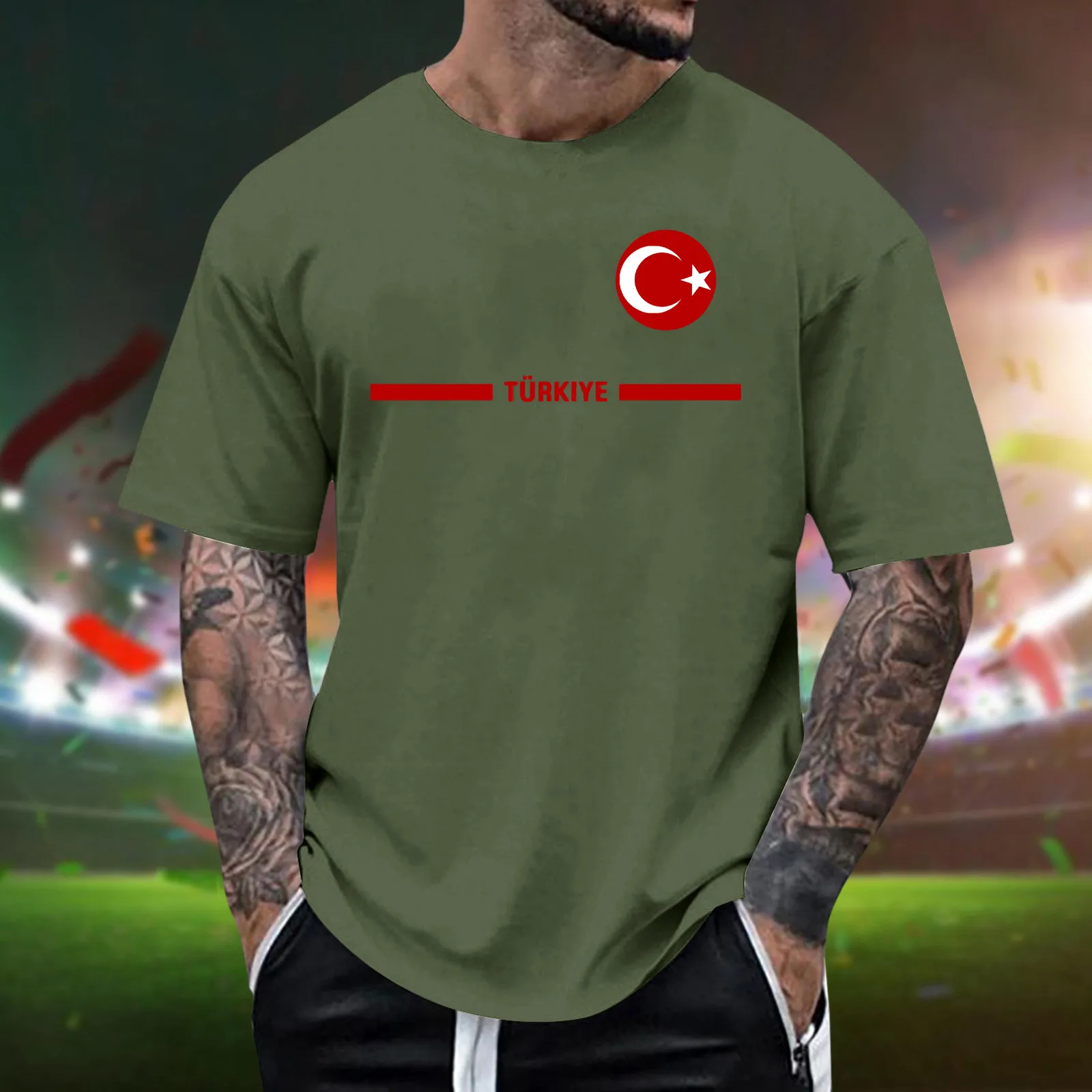 Turkish Flag Print T-Shirts Men\'s 2024 New Casual Summer Turkey Tee Shirts Printed Short Sleeve O-Neck T-Shirt Male Top Tee