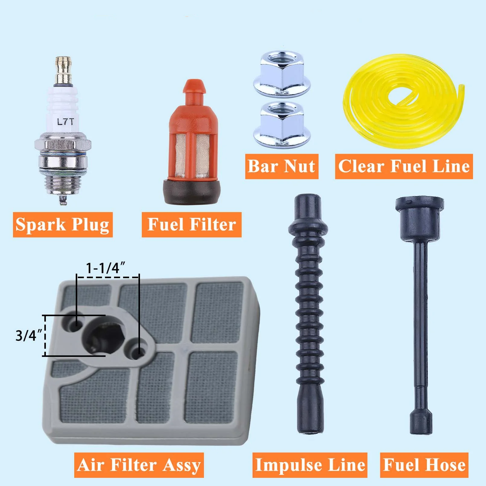 Air Filter Tune-up Kit For Stihl 030 031 031AV 032 032AV Chainsaw 1113 120 1603 Air Filter Choke Control Bar Nuts Spark Plug