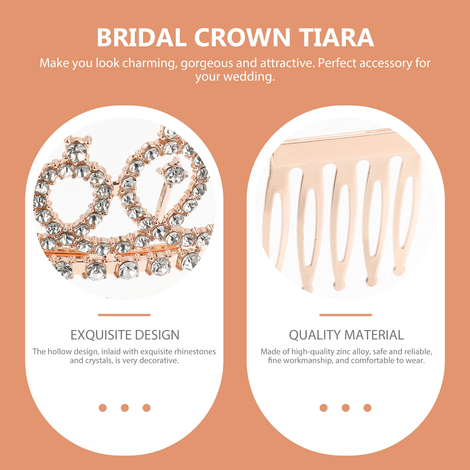 

Bride Tiara Crown Headdress Rhinestone Comb Delicate Wedding Woman Decor Zinc Alloy Lightweight Elegant Charm Show Party Hair