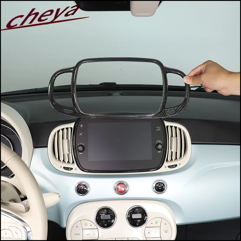 

Real carbon fiber Central control air outlet frame decorative cover Suitable for Fiat 500 Abarth 595 695 2021-2023 Accessories