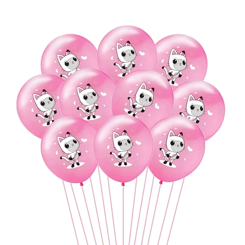 10/15 Stück 12 Zoll Cartoon Gabby Dollhouse Katzen-Print Latex-Ballons Konfetti-Globos Geburtstagsparty Babyparty Deko Helium