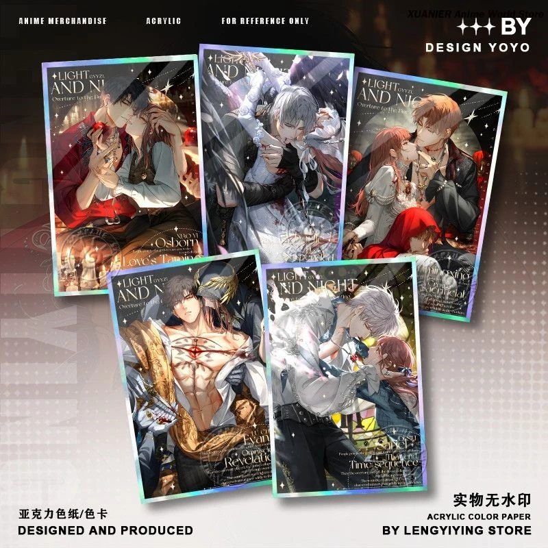 Jogo acrílico assinatura cartão luz e noite osborn evan charlie jesse sariel decoração duplo flash ornamento de papel colorido