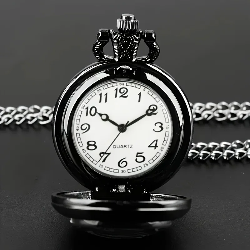 

1pc Elegant Rose and Moon Pocket Watch Pattern Quartz Movement Necklace Pendant Pocket Watch Hanging Watch