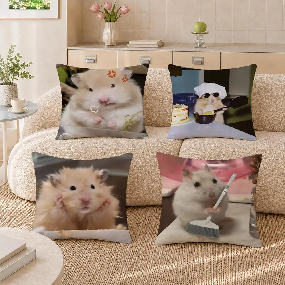 Funny Hamster Meme cute Cushion Cover Pillowcase Sofa Living Room Home Gift Office Decor Protective Covers