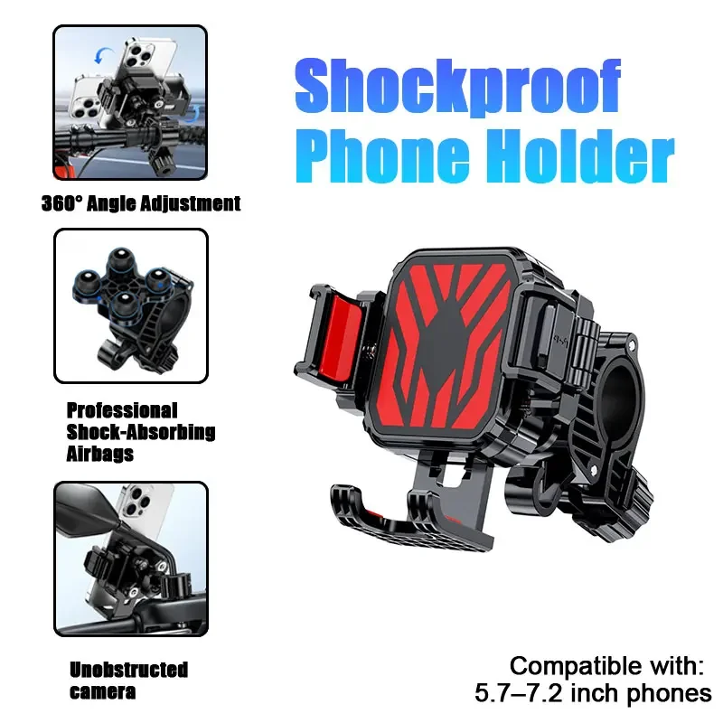 

360° Rotatable Bike Phone Holder Shockproof Mountain Bicycle Riding Mount for 5.7-7.2 Inch Mobile Phones