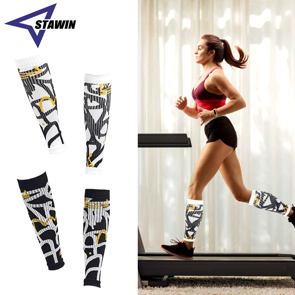 1 Pair Sports Compression Calf Sleeves, Graffiti Street Cool Ins Skateboard Leg Cover for Men and Women Running Shin Protection