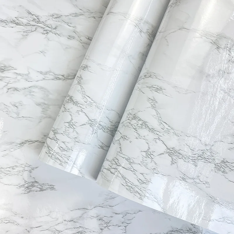 45 * 500CM Imitation Marble Self-adhesive Wallpaper White Pink Restaurant Hotel Front Desk Desktop Renovation PVC Stickers view 2