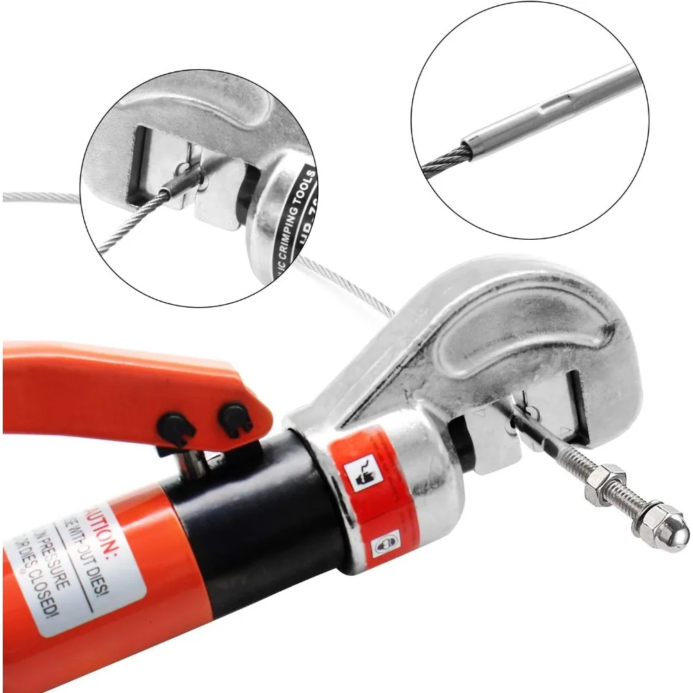 10 Ton Hydraulic Crimping Tool with 11 Dies for Stainless Steel Cable Railing and Battery Cables