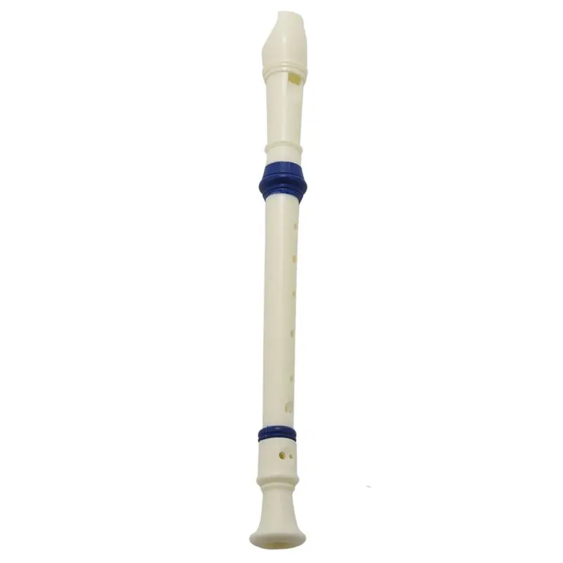 A89E-3X Students Plastic 8 Holes Soprano Recorder Flute Beige Blue W Cleaning Stick