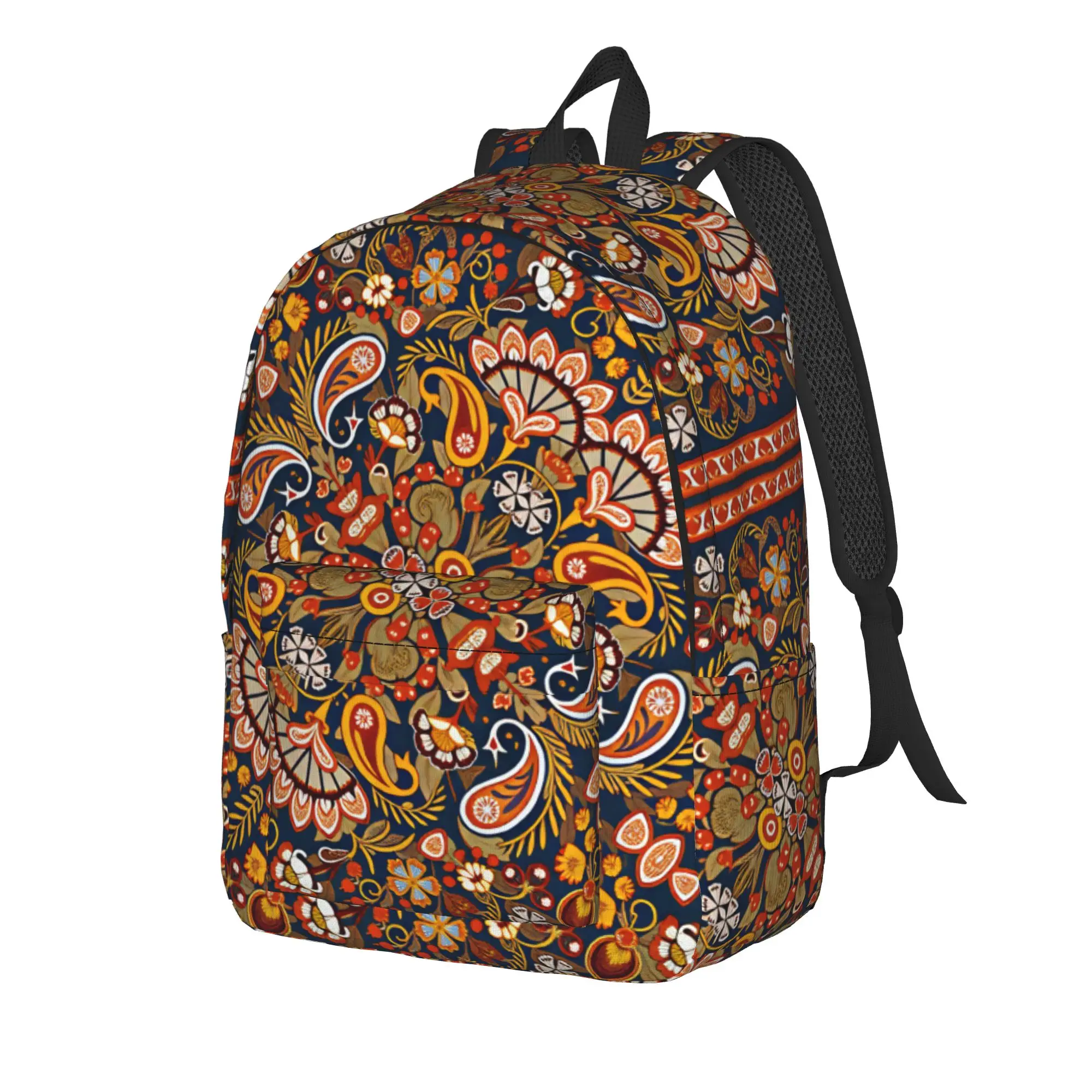 Burnt Orange Boho Paisley Mandala Backpack  Travel Backpacks Boy Casual School Bags Colorful Pattern Rucksack