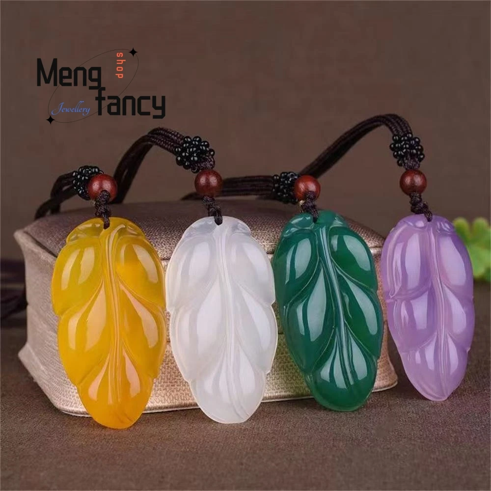 

Natural Chalcedony Golden Branch Jade Leaves Pendant Charm Exquisite High-grade Luxury Quality Fashion Fine Jewelry Holiday Gift