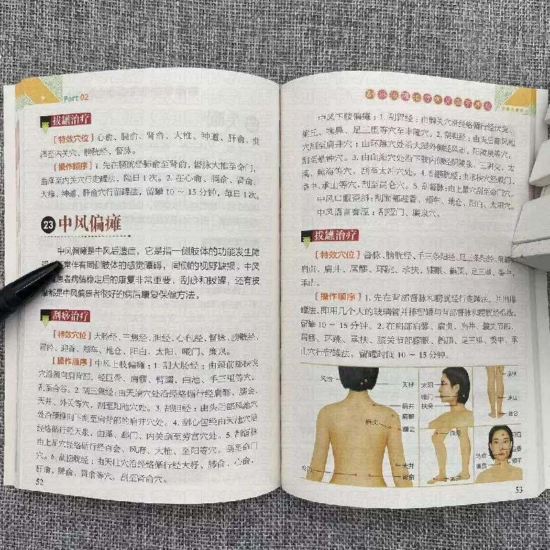 刮痧とカッピングに関する書籍、健康維持と経絡・経穴ケアのための伝統的な中国医学