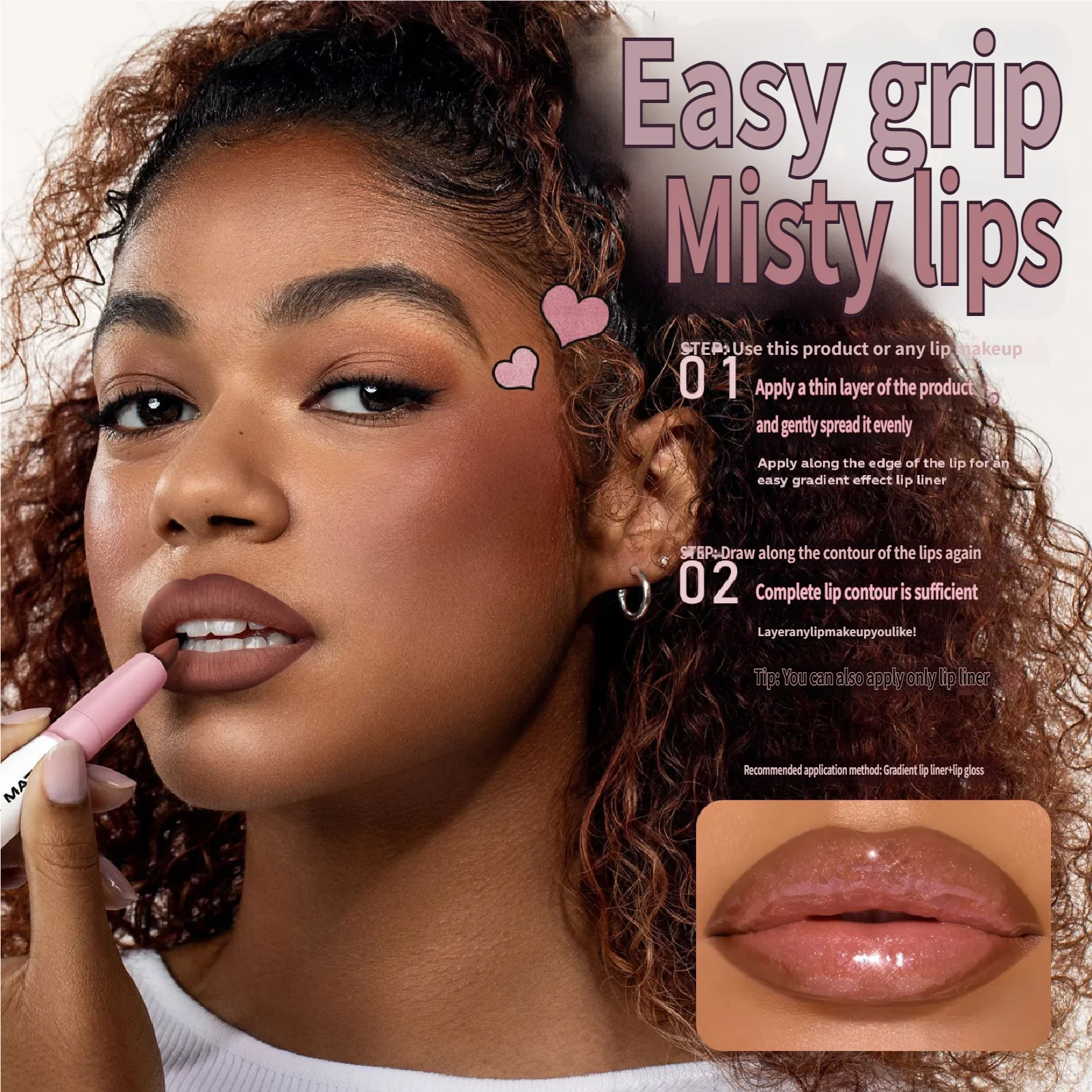 قلم تحديد الشفاه 2 في 1 - قلم شفاه كريمي مخملي غير لامع يدوم طويلاً ومقاوم للتلطخ ودقيق، قلم شفاه كريمي الكل في واحد #3