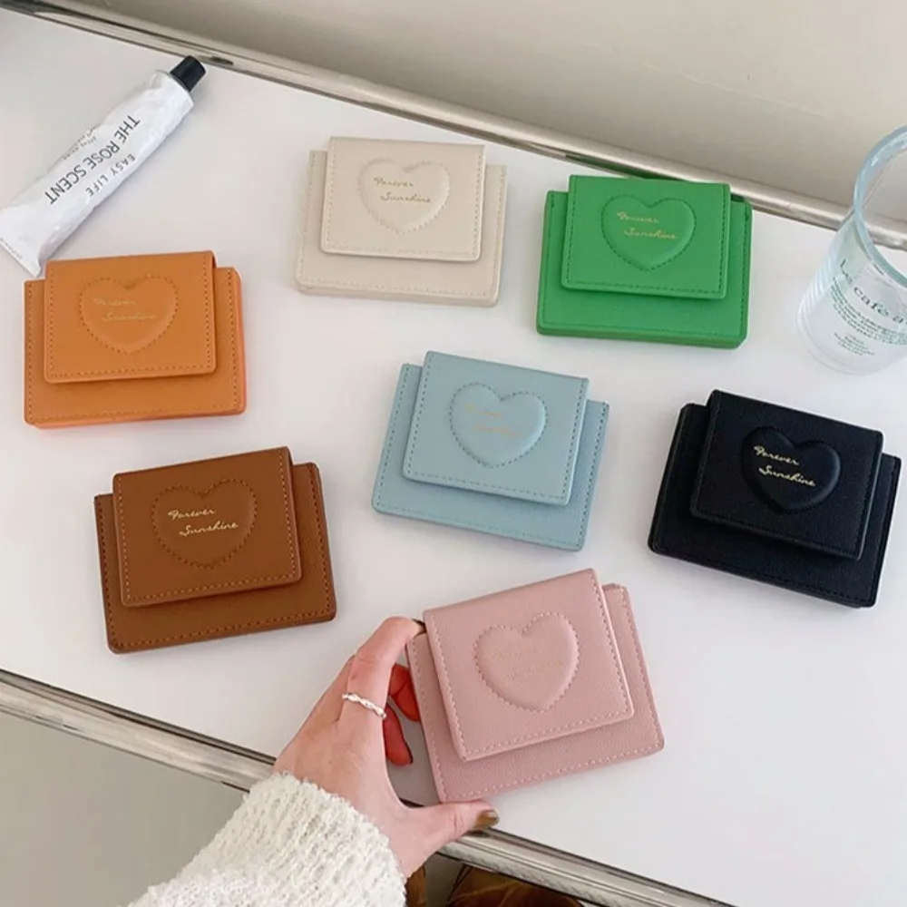 

Minimalist Cute Love Heart Wallet Macaron Color Korean Style Women's Short Purse Elegant Casual Solid Color Card Holder Lady