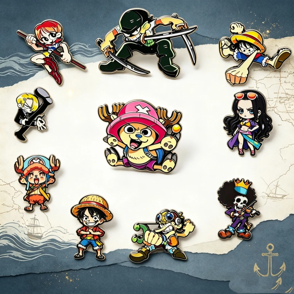 12Pcs Anime Q Cartoon Character Enamel Pin Set, Alloy Brooch Lapel Badges, Halloween Gift for Backpack Clothes Decoration