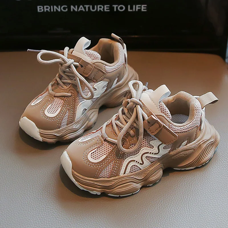 

PU Leather Sport Shoes For Children 2025 Trend Fashion Teenager Kid's Sneakers Anti-slippery Soft-soled Boy's Girl's Footwear