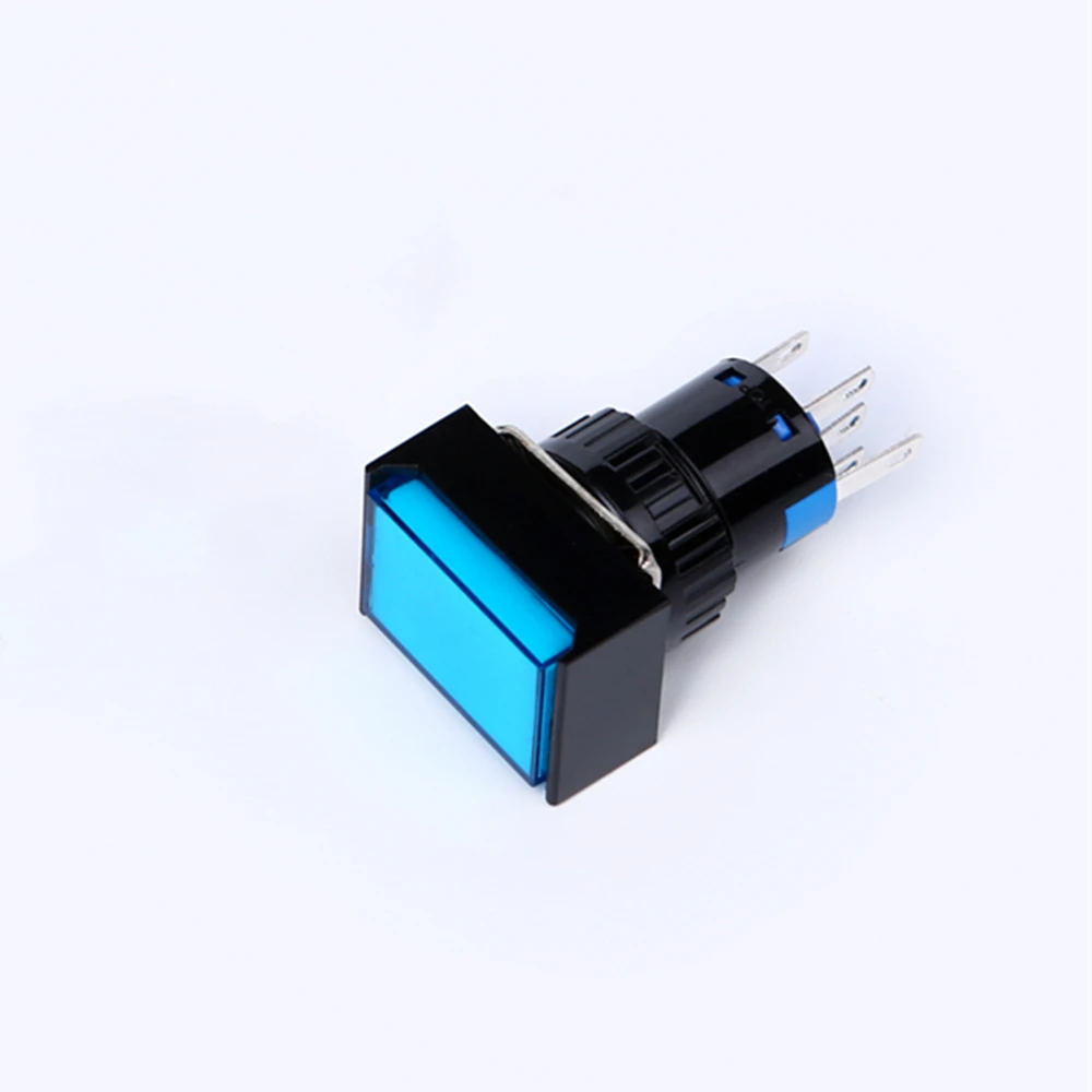 ELEWIND 16 مم بلاستيك مستطيل 5 PIN محطة مؤقتة (1NO1NC) مفتاح زر ضغط مستطيل مضيء (PB161J-11/Y/12V)