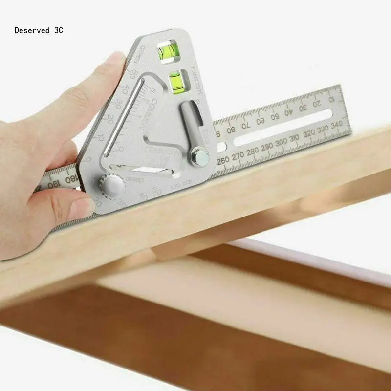Woodworking Protractor Ruler Tools with Level Tool Metal Woodworking Ruler