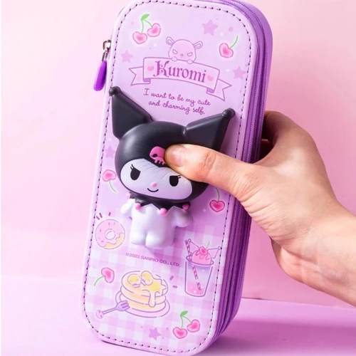 Imagen 2 del producto IiGEN Estuche para lápices de doble descompresión Estuche para lápices de gran capacidad con orejas grandes para perros Estuche para lápices de dibujos animados lindo My Melody Pink Girl.