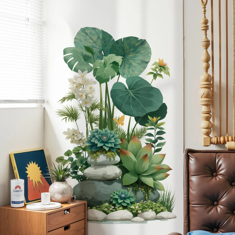 

Monstera Leaves Bedroom Sofa Background Wall Stickers Plant Wall Stickers Self-Adhesive Removable