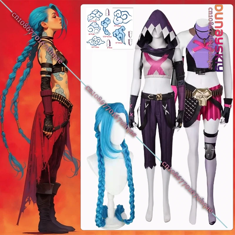 5Style-Jinx Cosplay Costume Anime Game LOL Arcane Role-playing Outfit Jinx Wig Accessory Clothes Full 2025 Halloween cos Uniform