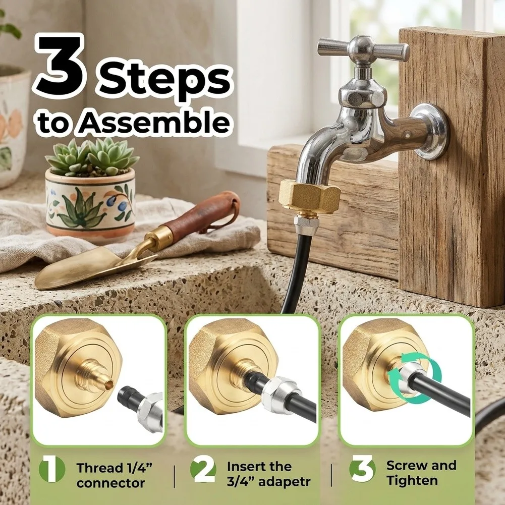 Gold silver black 3 4 To 1 4 Adapter Brass Hose Fitting For Irrigation Irrigation Barbed Tube Adapter Solid Brass Construction