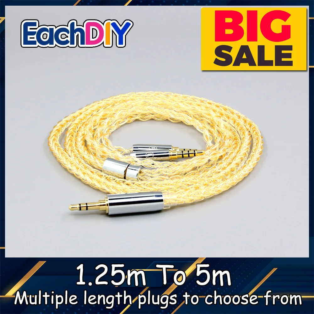 

8 Core 99% 7n Pure Silver 24k Gold Plated Earphone Cable For Crosszone CZ-8a CZ-1 CZ-10 Headphone LN009055