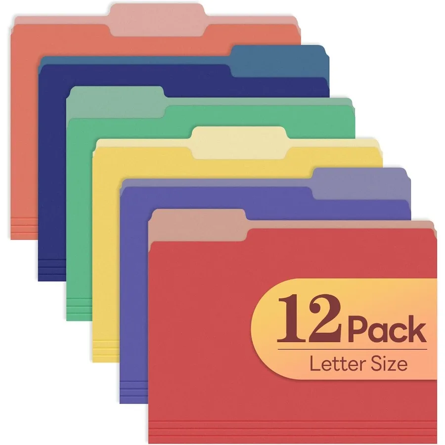 

Color File Folders Set of 12 1 3 Cut Tab Letter Size Folder for 8.5 x 11 Documents Files Assorted 6 Colors Filing for Office Sc