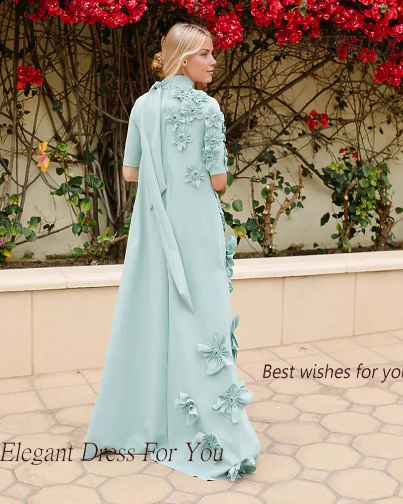 Formal Evening Dress For Sexy Women 정장원피스 Vestidos de festa Hand Made Appliques Crepe Floor-Length Cocktail Party Prom Gown 2024