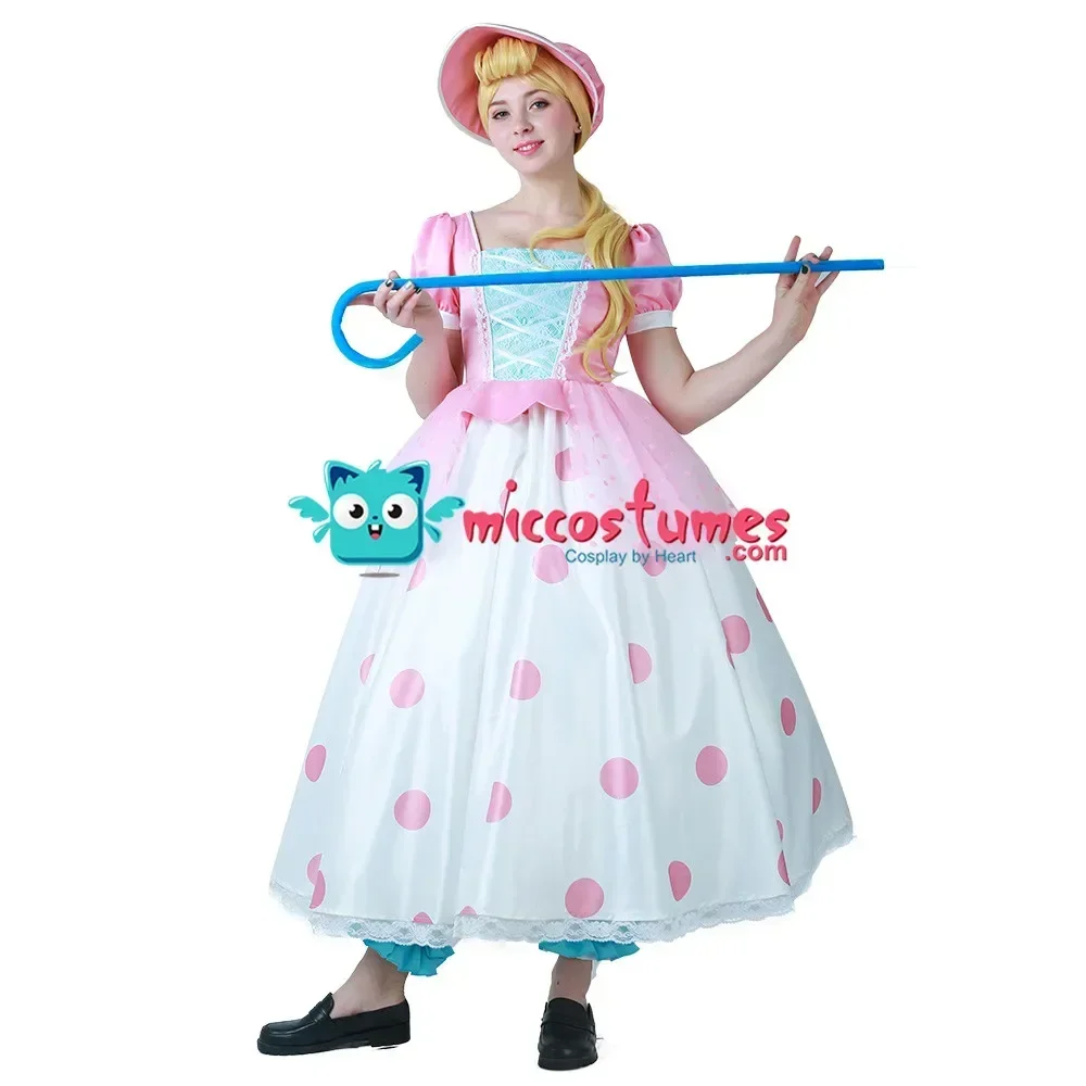 Miccostumes Women Little Bo Peep Costume Shepherdess Cosplay Dress Costume with Hat