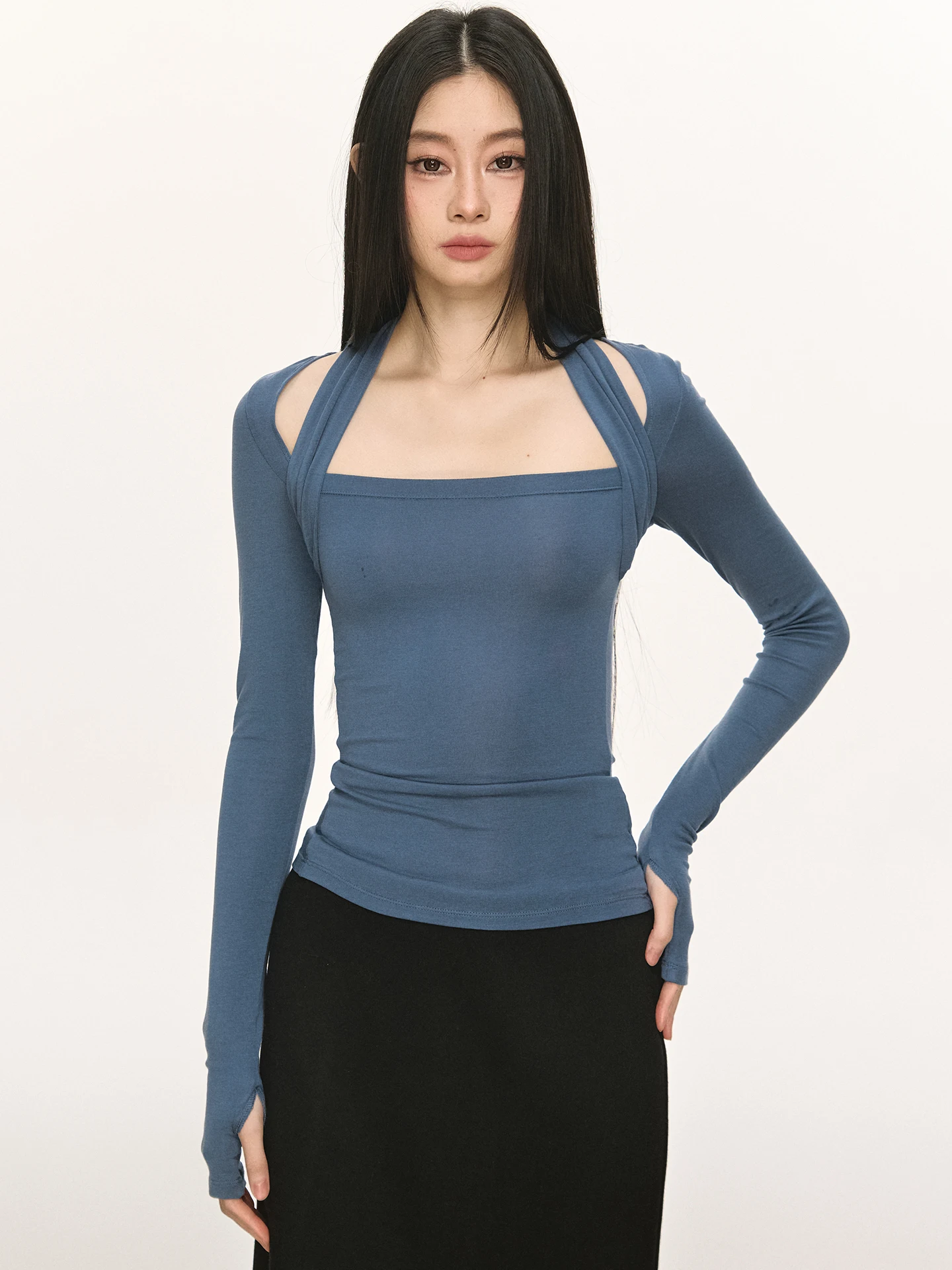 

Женская трикотажная футболка Anna Aneae из шелка и шерсти с ажурными вставками, новый дизайн, длинный рукав, повседневный стиль, весенняя мода