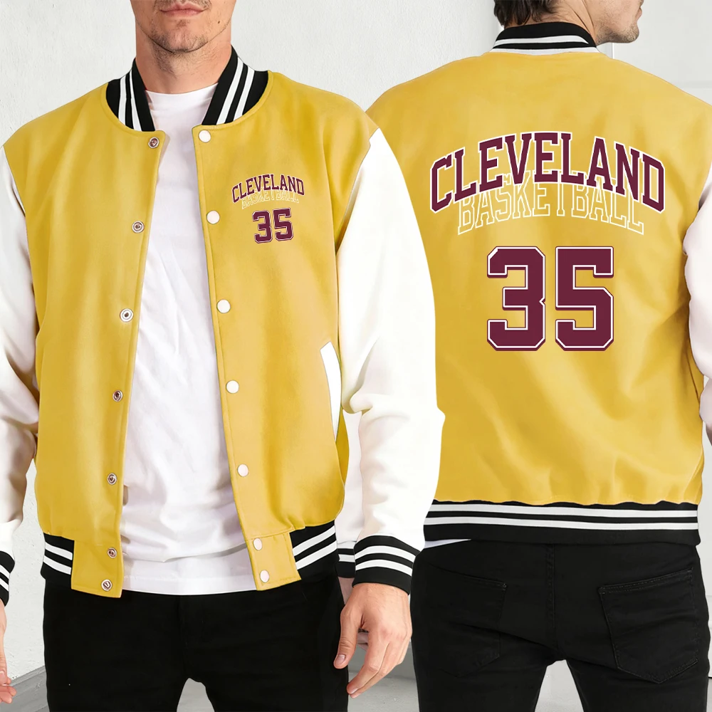 

Cleveland Number 35 Print Unisex Jackets Pocket Classic Sportswear High Street Fashion Menswear Autumn Loose Baseball Jersey