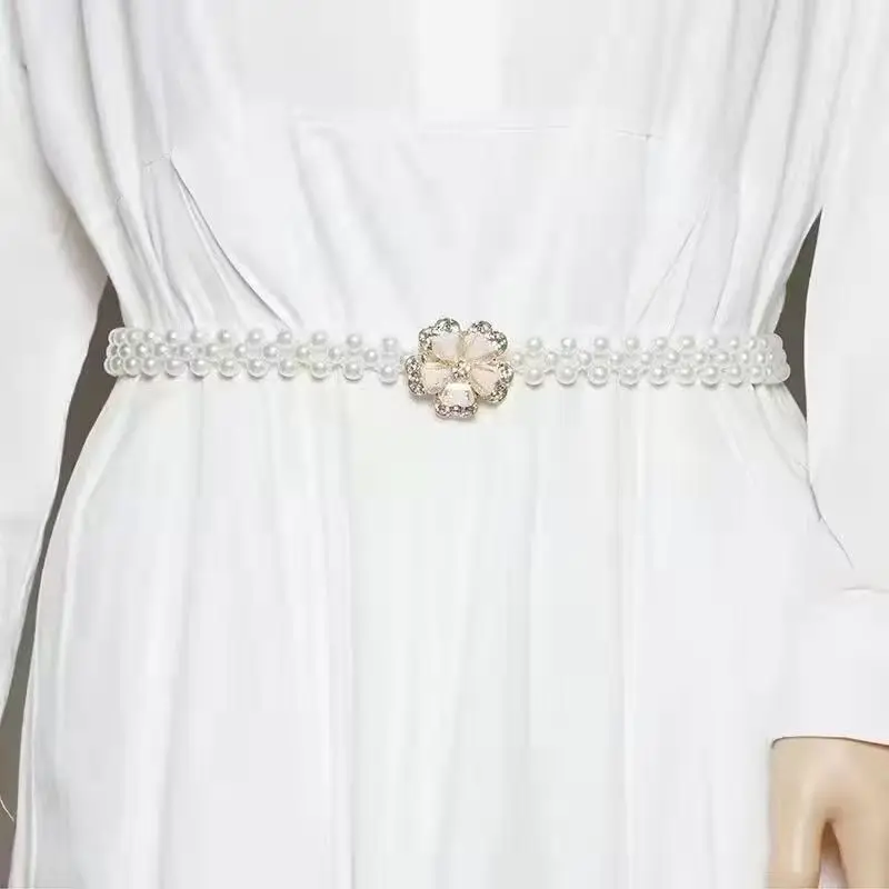 Elegant Versatile Rhinestone Imitation Pearl Waist Chain Belt for Women Stylish Minimalist Decorative Accessory Gift Wholesale