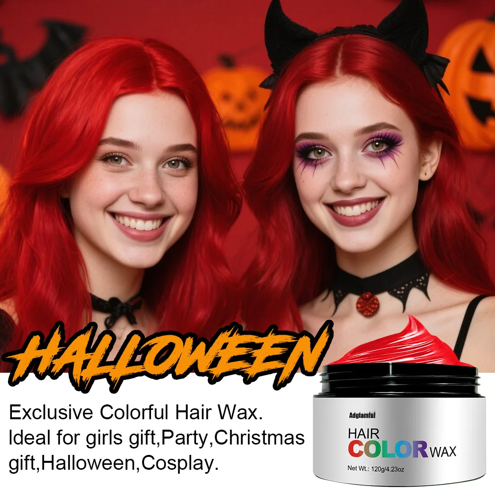 [6 Colors to Choose from] Long-Lasting Styling Colored Hair Clay and Wax, Suitable for Both Men and Women, Waterproof and Sweat-Proof, Does Not Damage Hair, Strong Styling Wax Dye, Party Cosplay Music Festival Glow-In-The-Dark Colorful Hair Wax