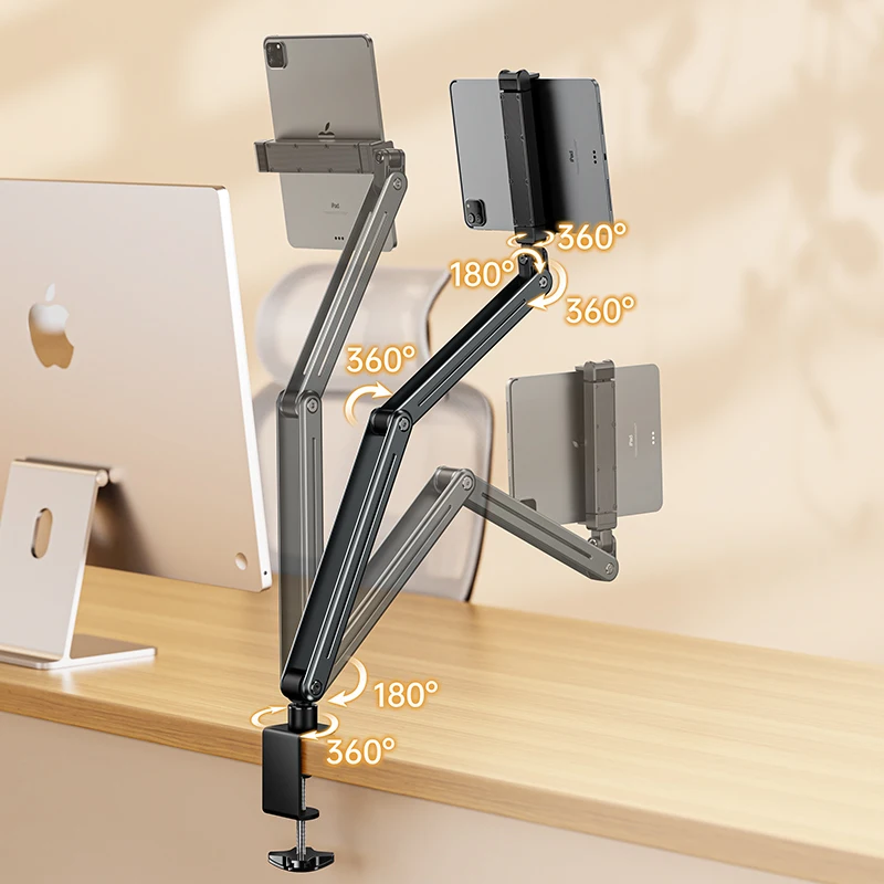 Foldable Flexible Tablet Holder 360° Rotation Bed/Desk Arm Mount for IPad/iPhoneX/iPad Pro/N-Switch for 4.5-12.9 Inche Devices