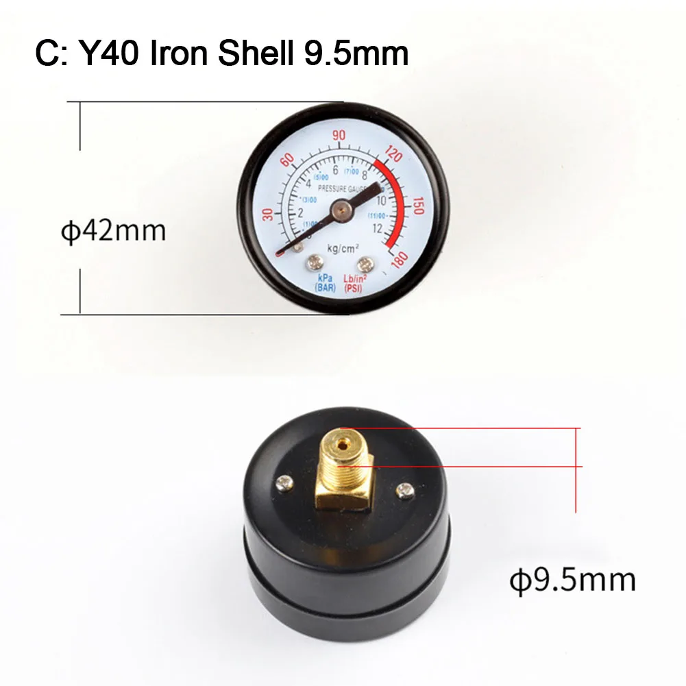 Y40 Y50 0-180PSI Gas Water Fuel Liquids Meter Pressure Gauge For Air Compressor Air Compressor Accessories